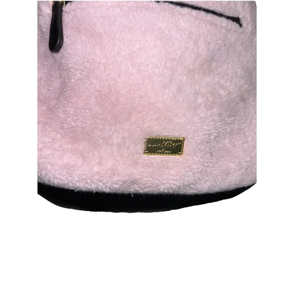 Betsey Johnson‎ Fuzzy Furry Hoodie Backpack bag School Soft Plush Pink Travel